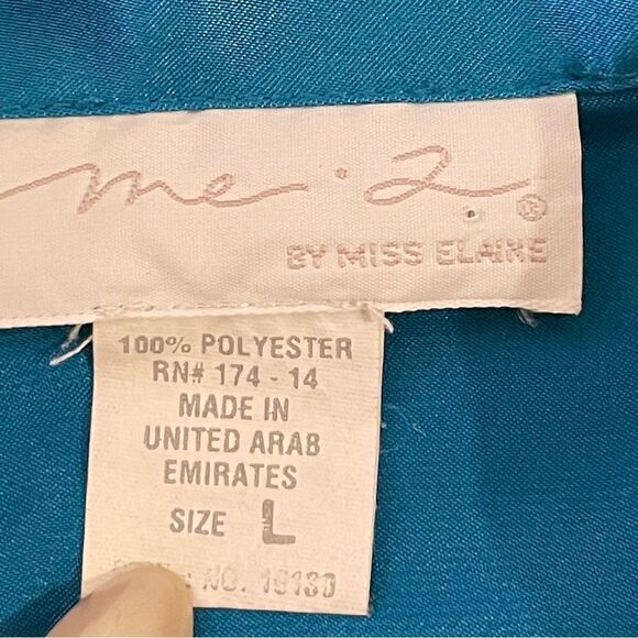 Vintage Me 2 By Miss Elaine Button-down Night Shirt Pajama Blue Size Large - Picture 9 of 10